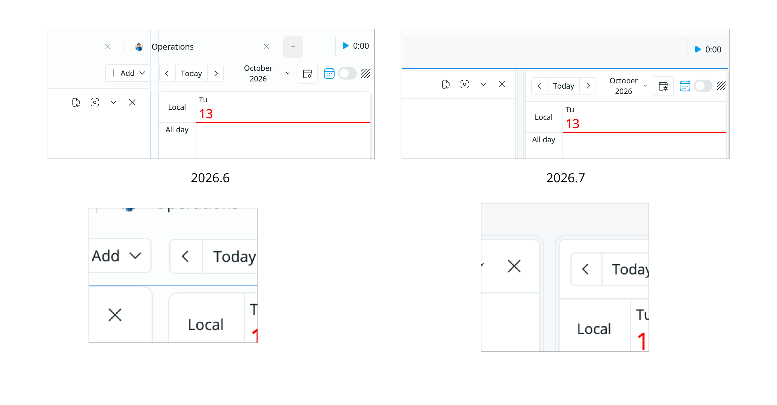 Kona layout before and after the update
